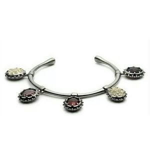 ALEXIS BITTAR • Gold & Gunmetal Crystal Swinging Gemstone Georgian Cuff Bracelet
